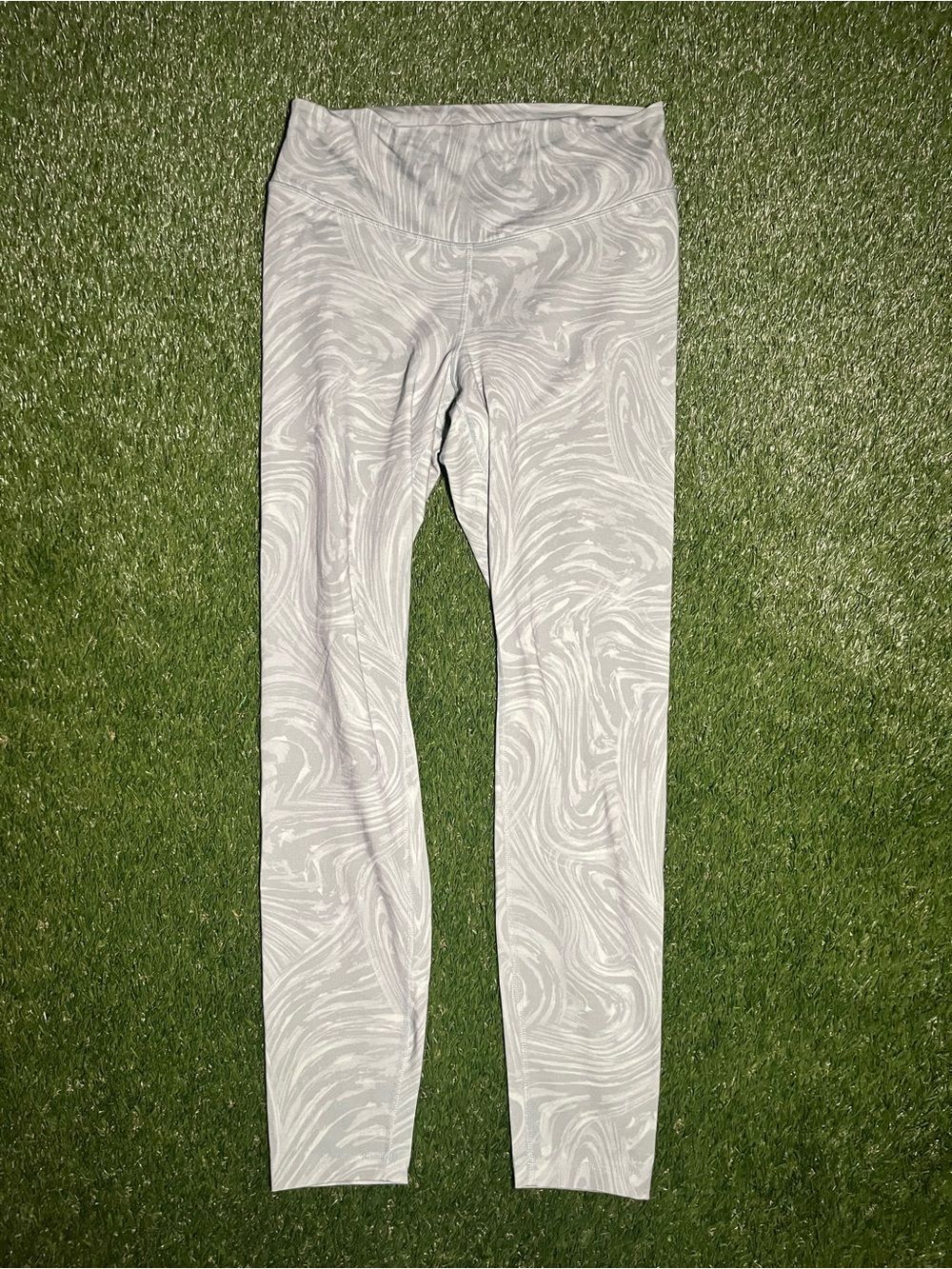 Women’s Large Green/Gray Marble Print Leggings